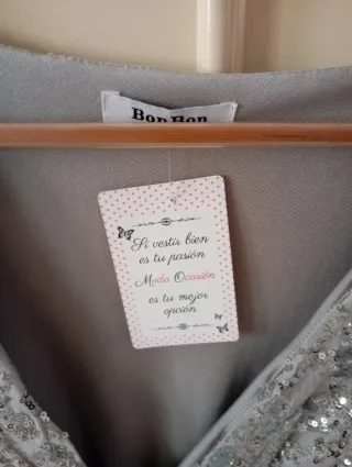 Vestido fiesta lentejuelas plata, lo compré en fr