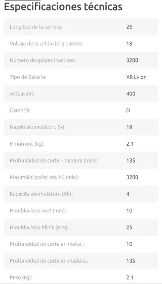 Sierra de calar Dewalt DCS335