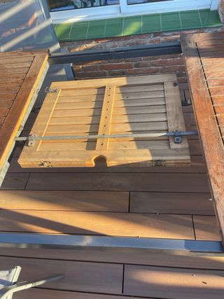 Mesa de comedor terraza madera y metal, extensible