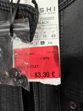 Cazadora cuero KOROSHI negra sin estrenar 