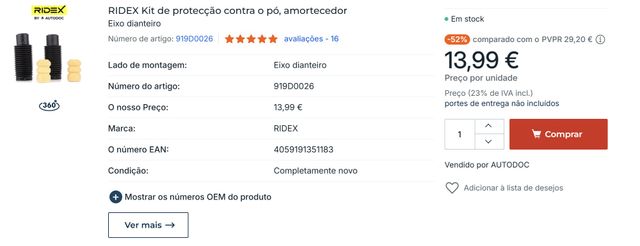 Conjunto ou Individual Peças NOVAS Auto-Doc Peugeo