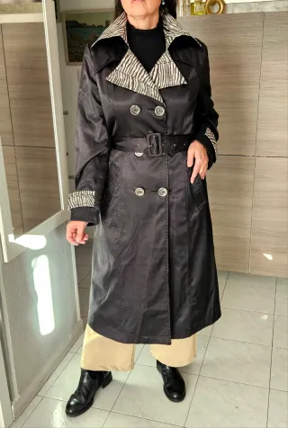 Cappotto lungo nero con cintura