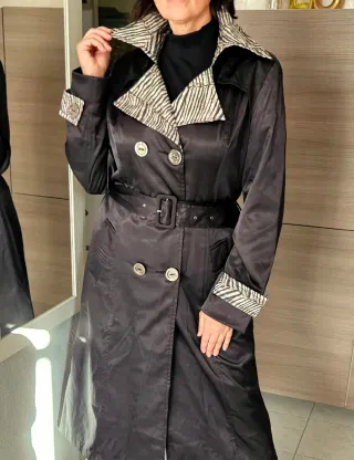 Cappotto lungo nero con cintura
