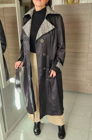Cappotto lungo nero con cintura