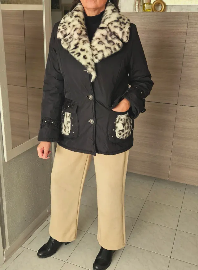 Giacca nera invernale imbottita L/XL