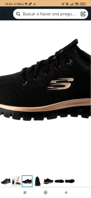 Zapatillas Skechers Mujer Negro/Dorado
