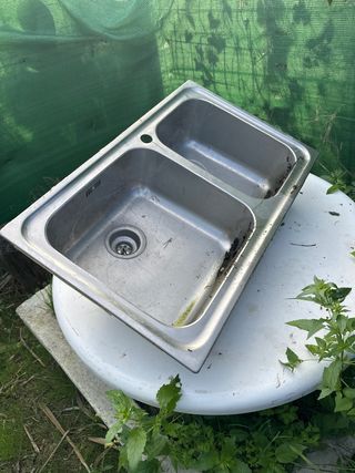 Fregadero , pica doble seno acero inoxidable