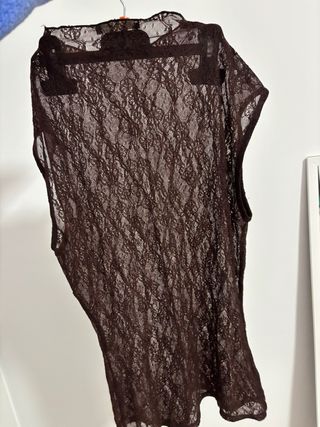 Top Zara Encaje Marrón