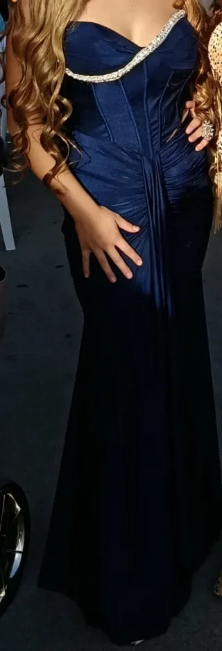 Vestido de fiesta azul estilo gitana