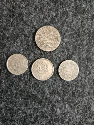 Lote 4 monedas plata Marruecos
