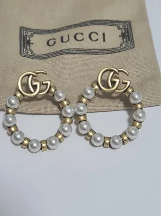Pendientes Gucci Aro Perlas Doradas