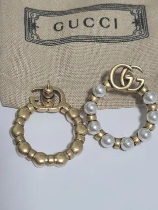 Pendientes Gucci Aro Perlas Doradas