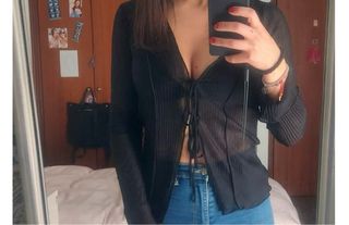 Cardigan Zara negro transparencias