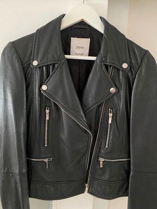 Cazadora Biker Piel Mango Talla M