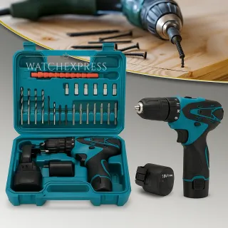 Trapano Avvitatore con 2 Batterie e Accessori
