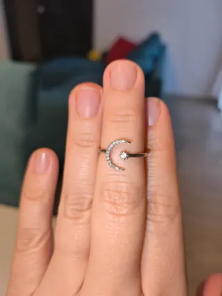 Anello Luna e Stella Argento Regolabile