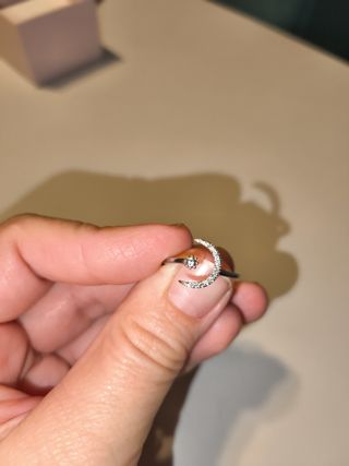 Anello Luna e Stella Argento Regolabile