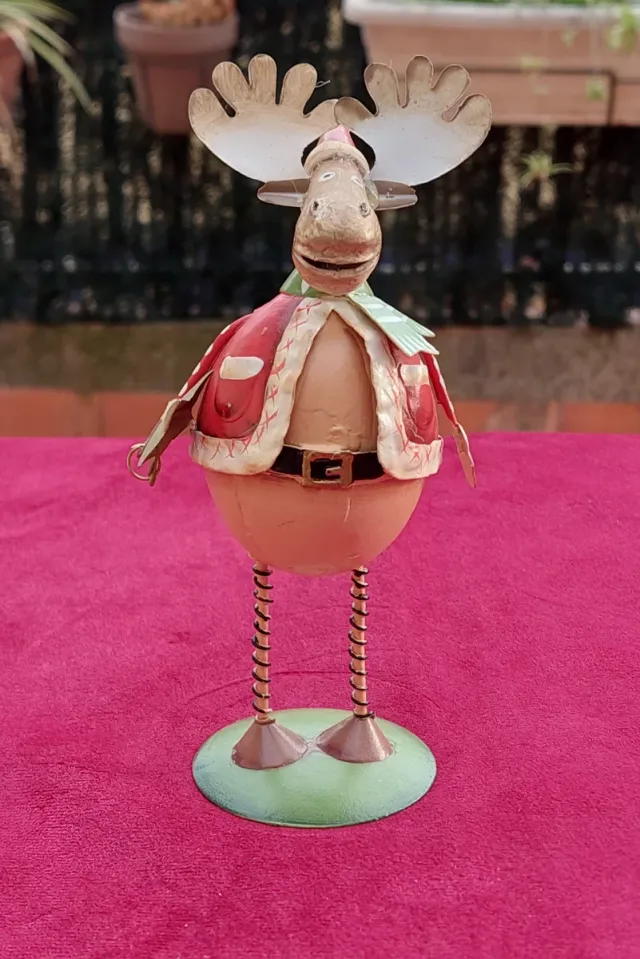 Figura Reno Navideño Metal Rústico