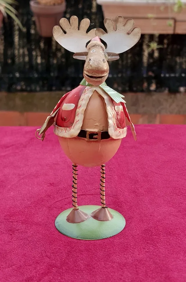 Figura Reno Navideño Metal Rústico