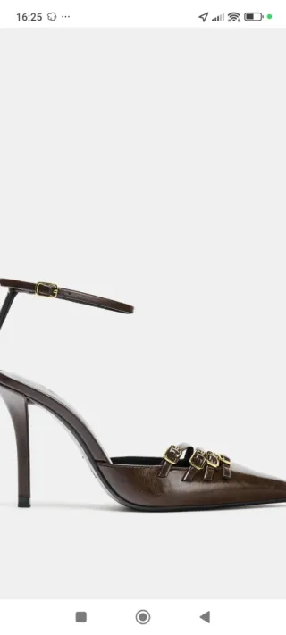 Zapatos tacón Zara hebillas marrón