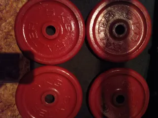 4Discos de pesas rojos salter 5 kg