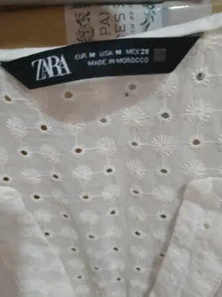 Blusa Zara bordada blanca Talla M