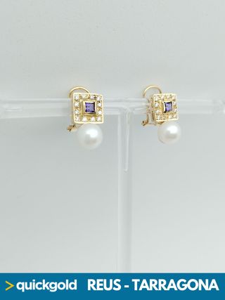040-04-00481 PENDIENTES ORO 18K LILA PERLA
