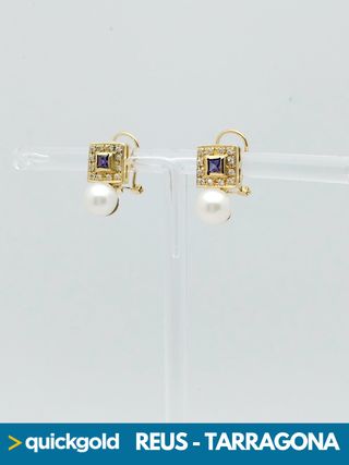 040-04-00481 PENDIENTES ORO 18K LILA PERLA