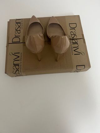 Zapatos Mango Talla 37 Beige Tacón