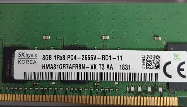 SK hynix 8GB DDR4 2666MHz ECC REG HMA81GR7AFR8N-VK