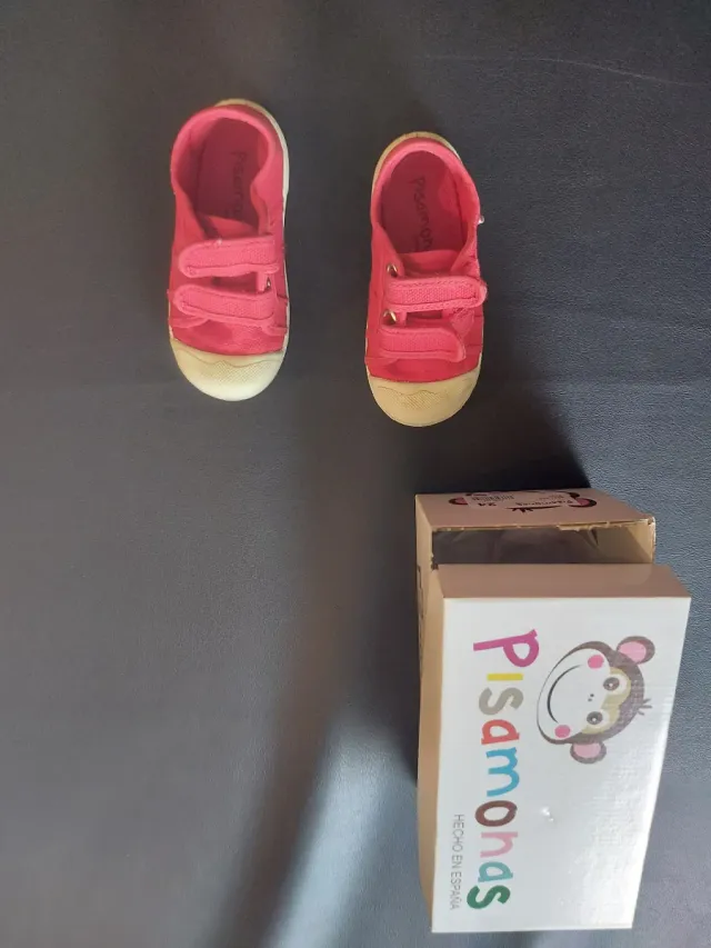 Zapatillas lona rojas Pisamonas. Talla 24