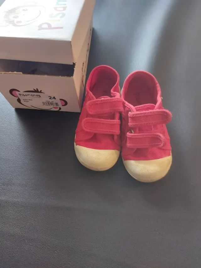 Zapatillas lona rojas Pisamonas. Talla 24
