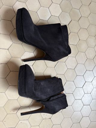 Botines Zara Tacón Plataforma Negro T40
