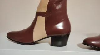 Botines piel  tacón alto cubano 5'5 cm vintage pie