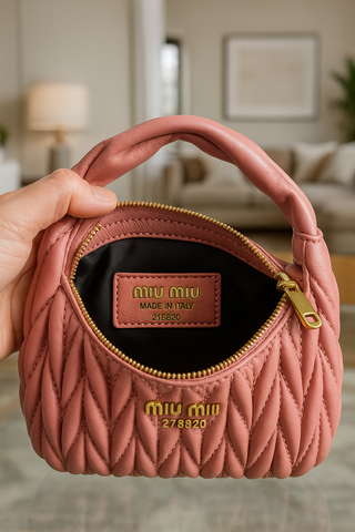 Borsa Miu Miu Matelassé in nappa rosa