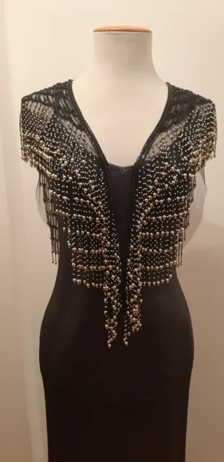 Adorno pedrería para vestido/chaqueta negro dorado