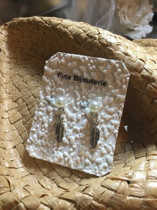 Pendientes Fina Bijouterie Pluma y Perla