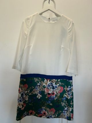 Vestido bicolor blanco y floral