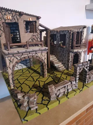 Presepe napoletano artigianale con luci