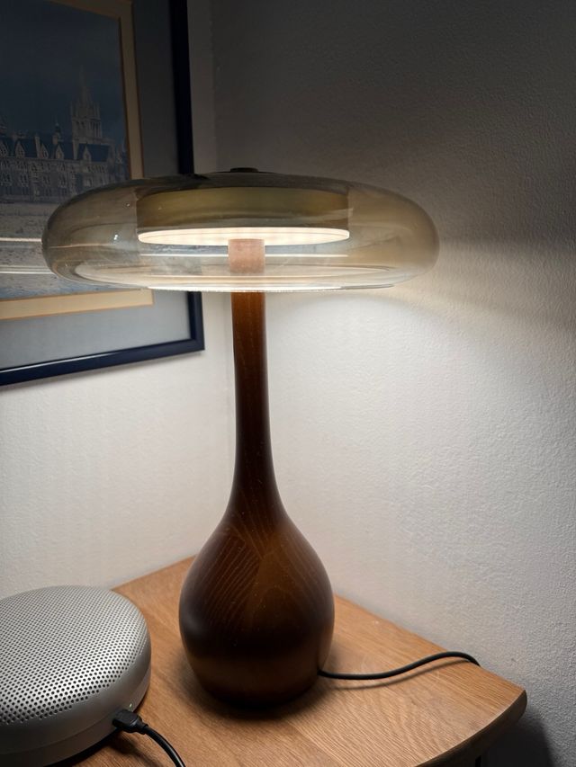 Lámpara de mesa madera y cristal (2 unidades)