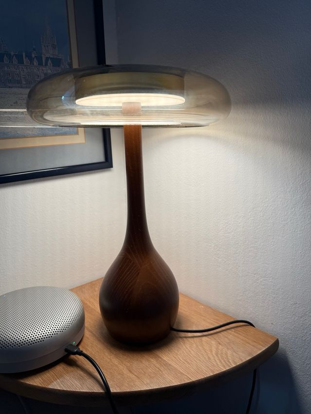 Lámpara de mesa madera y cristal (2 unidades)