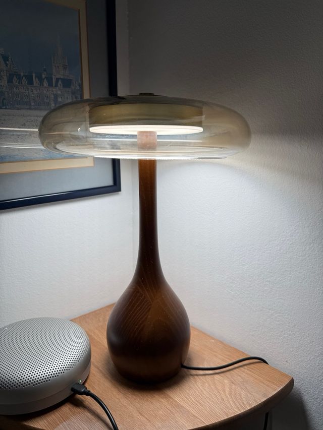 Lámpara de mesa madera y cristal (2 unidades)