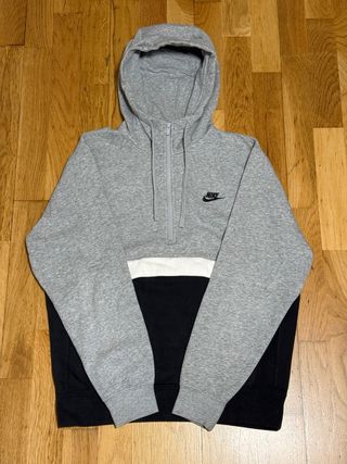 Sudadera Nike Gris y Negra Media Cremallera