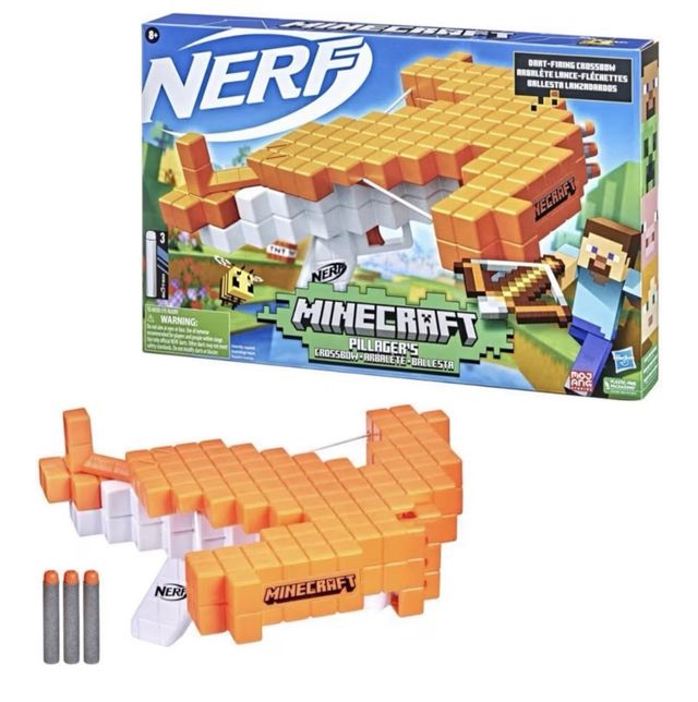 Nerf Minecraft Ballesta Pillager's 3 Dardos