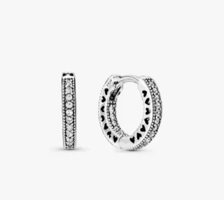 Pendientes Aro Pandora Corazones Plata