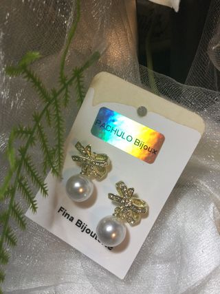 Pendientes Fina Bijouterie fiesta lazo perla