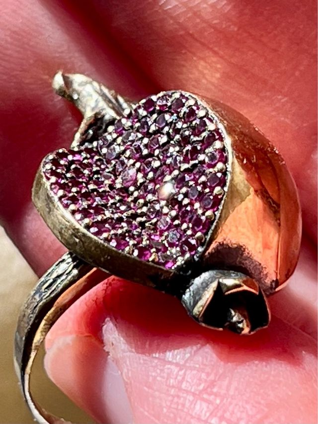 Anillo Antiguo Plata y Raíz de Rubíes