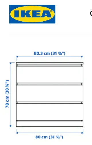 Cómoda Malm 3 cajones IKEA blanca