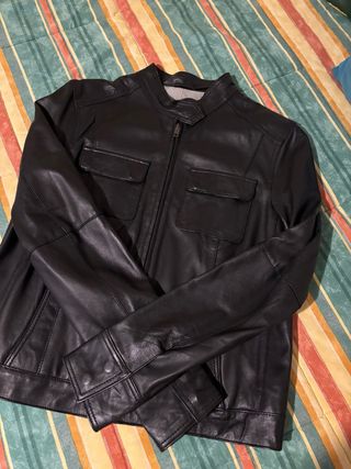 Chaqueta de cuero Mango Negra Talla M