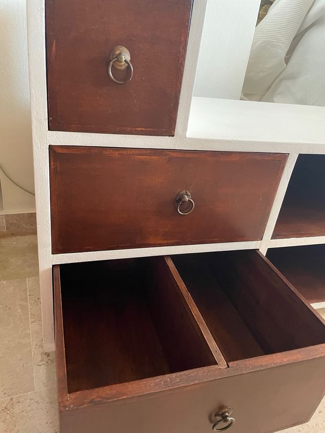 Mueble TV madera blanco y marrón